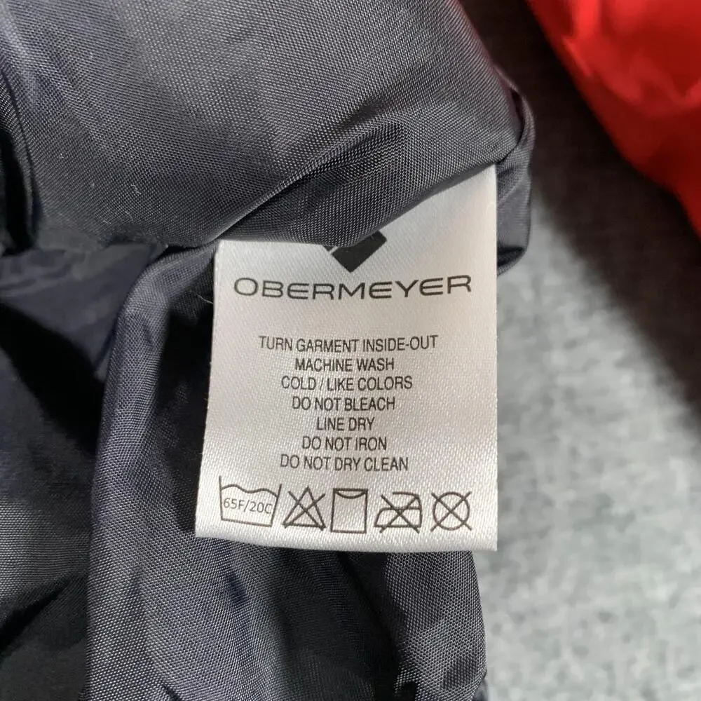 Obermeyer Ski Jacket Youth 8 Red Black Colorblock Hooded Insulated Ski Winter